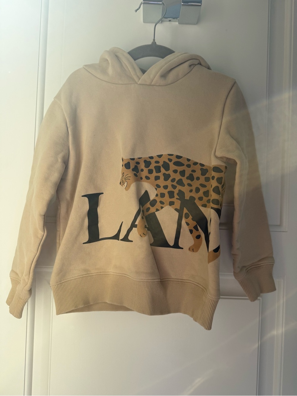 Lanvin Beige Hoodie with Leopard Graphic